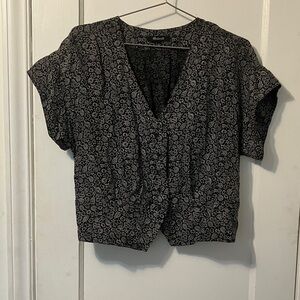 Madewell Black and White Floral Blouse
